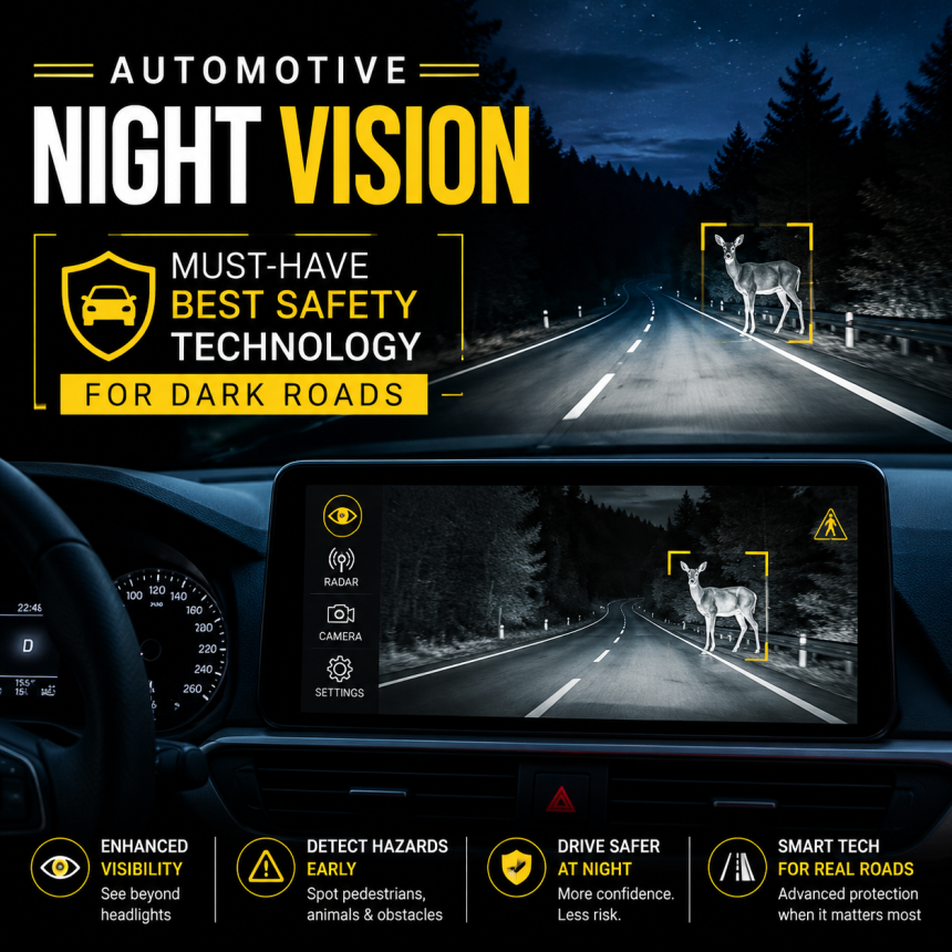 Illustration of Automotive Night Vision: Must-Have Best Safety Technology for Dark Roads