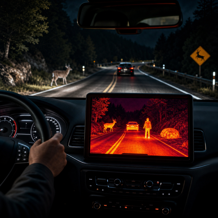 Illustration of Thermal Night Vision Camera For Cars: Must-Have Safe Driving Solution