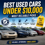 Chart of best used cars under $10,000, comparing reliability, fuel efficiency, and low maintenance costs