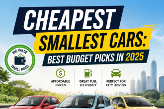 Comparison chart of the cheapest small cars for 2025, highlighting budget prices and fuel efficiency.