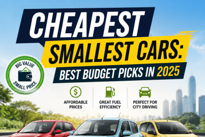 Comparison chart of the cheapest small cars for 2025, highlighting budget prices and fuel efficiency.