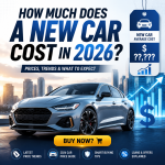 Chart showing 2026 new car prices, trends, and loan options in a buying guide.