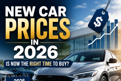 Chart showing new car price trends, interest rates, and buying advice for 2026.